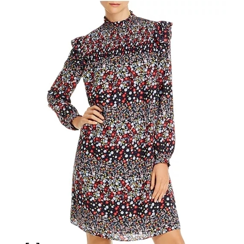 Nanette Lepore‎ Dress Size 8 Smocked Floral Cottagecore Ruffle Long Sleeve
